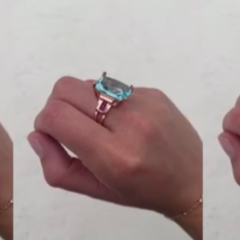 NWT Blue Topaz Rose Statement Ring